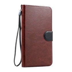 Samsung Galaxy Note 3 Slim Flip Leather Wallet Case (Brown Black)
